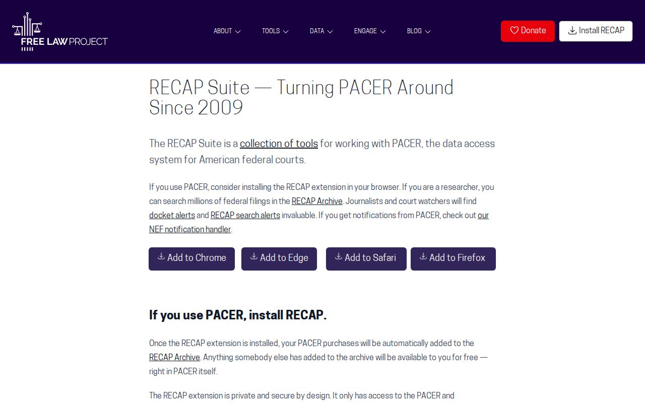 Ripley County case search RECAP project overview